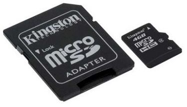 SD Micro 4GB + adaptér, Class 4
