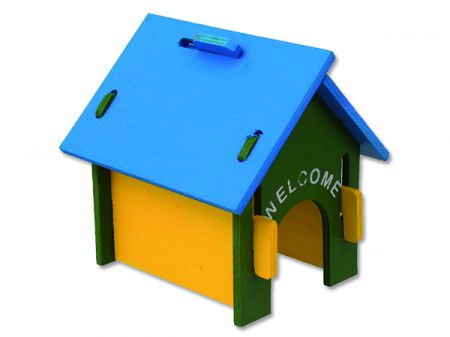 Domek SMALL ANIMAL dřevěný barevný 17 x 15 x 17,5 cm