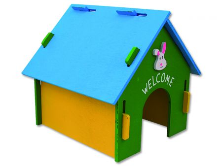 Domek SMALL ANIMAL dřevěný barevný 30 x 29,5 x 29,5 cm