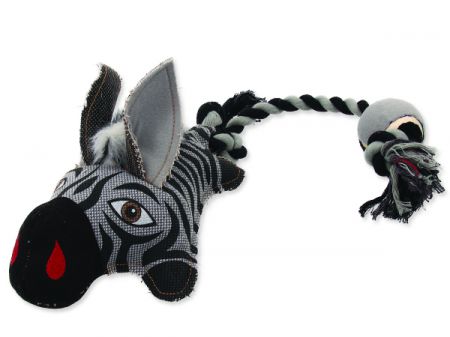 Hračka DOG FANTASY textilní zebra s provazem