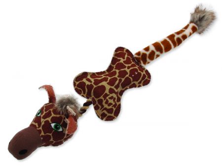Hračka DOG FANTASY textilní žirafa s provazem