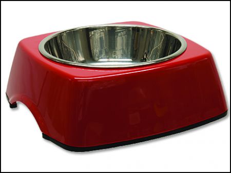 Miska DOG FANTASY nerezová čtvercová červená 18,5 cm - 0,35l