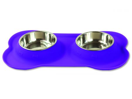 Podložka DOG FANTASY silikonová s miskami fialová M