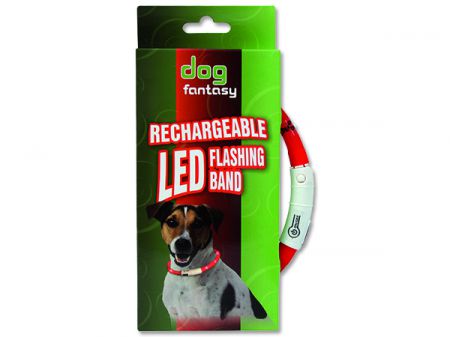 Obojek DOG FANTASY LED světelný červený 45 cm