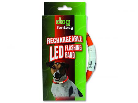 Obojek DOG FANTASY LED světelný oranžový 45 cm