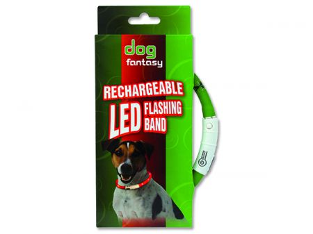 Obojek DOG FANTASY LED světelný zelený 45 cm