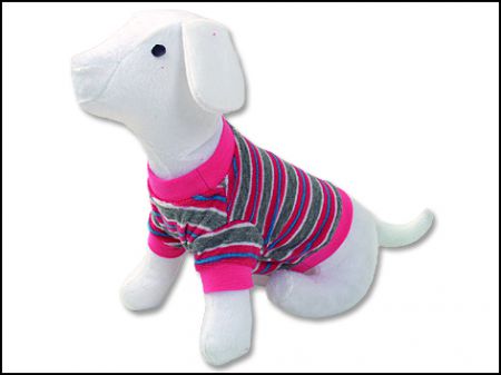 Triko DOG FANTASY s proužky růžové M/L