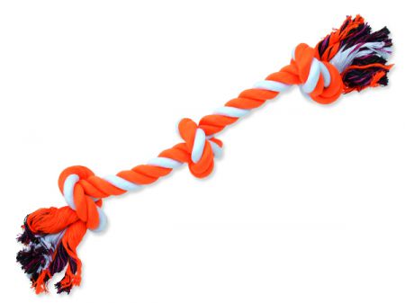 Uzel DOG FANTASY bavlněný oranžovo-bílý 3 knoty 50 cm
