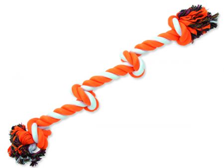 Uzel DOG FANTASY bavlněný oranžovo-bílý 4 knoty 60 cm