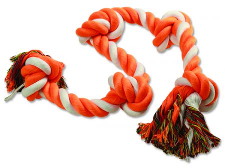 Uzel DOG FANTASY bavlněný oranžovo-bílý 5 knotů 95 cm