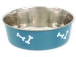 Miska DOG FANTASY nerezová s gumovým spodkem modrá - kost 13 cm - 0,35l