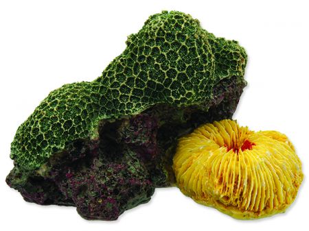 Dekorace AQUA EXCELLENT Mořský korál zelenožlutý 12,5 x 9,5 x 7,6 cm