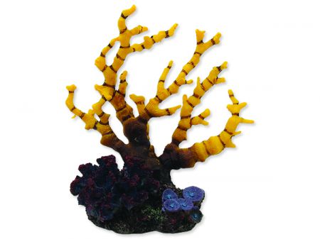 Dekorace AQUA EXCELLENT Mořský korál žlutofialový 12,5 x 8,1 x 13 cm