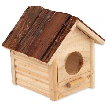 Domek SMALL ANIMALS Budka s kůrou dřevěný 12 x 12 x 13,5 cm