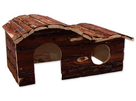 Domek SMALL ANIMALS kaskada dřevěný s kůrou 43 x 28 x 22 cm