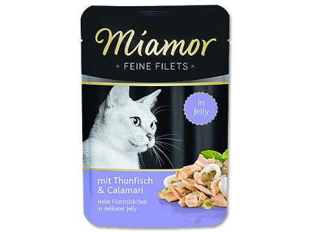 Kapsička MIAMOR Feine Filets tuňák + kalamáry v želé - 100g