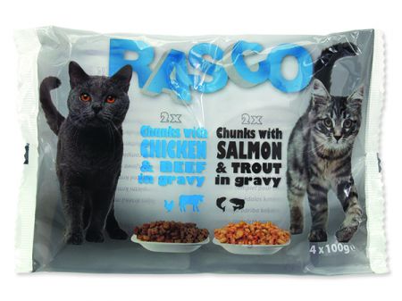 Kapsičky RASCO Cat s lososem a pstruhem / s kuřecím a hovězím multipack - 400g