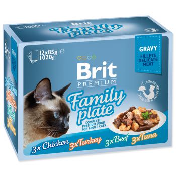 Kapsičky BRIT Premium Cat Delicate Fillets in Gravy Family Plate - 1020g