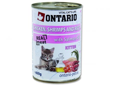 Konzerva ONTARIO Kitten Chicken, Shrimp, Rice and Salmon Oil - 400g