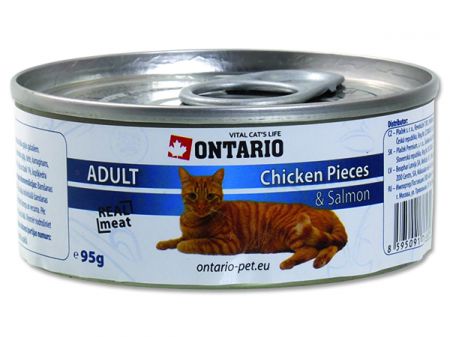 Konzerva ONTARIO Cat Chicken Pieces + Salmon - 95g