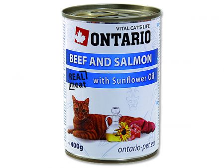 Konzerva ONTARIO Cat Beef, Salmon, Sunflower Oil - 400g