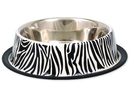 Miska DOG FANTASY nerezová s gumou zebra 23 cm - 700ml
