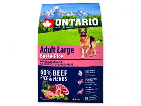 ONTARIO Dog Adult Large Beef & Rice - 2,25kg