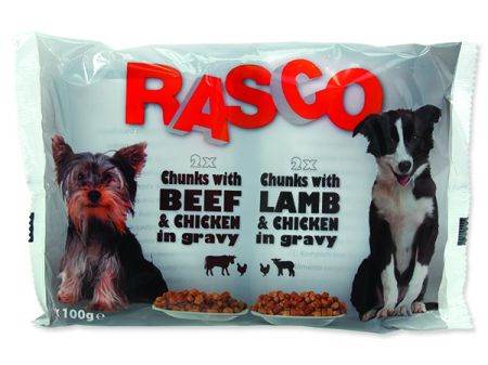 Kapsičky RASCO Dog s kuřecím a hovězím / s jehněčím a kuřecím multipack - 400g
