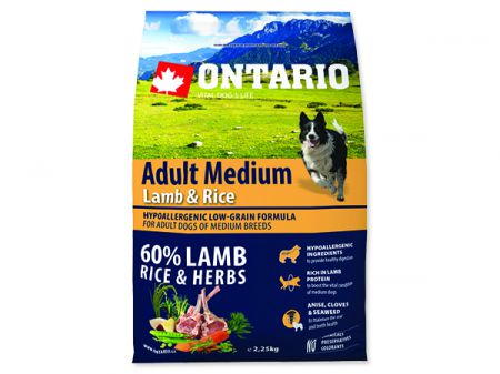 ONTARIO Dog Adult Medium Lamb & Rice - 2,25kg