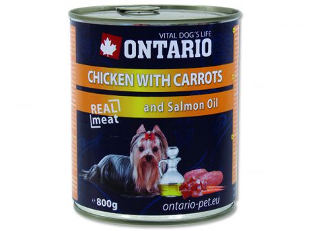 Konzerva ONTARIO Dog Chicken, Carrots and Salmon Oil - 800g