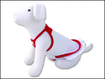 Šaty DOG FANTASY Summer bílo-červené S-M