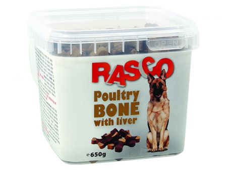 Pochoutka RASCO Dog kosti drůbeží s játry - 650g