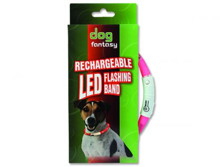 Obojek DOG FANTASY LED světelný růžový 70 cm