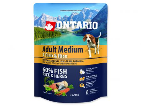 ONTARIO Dog Adult Medium Fish & Rice - 0,75kg