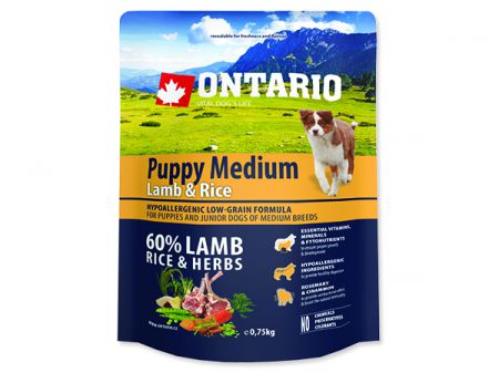 ONTARIO Puppy Medium Lamb & Rice - 0,75kg