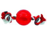 Hračka DOG FANTASY Strong míček gumový s provazem červený 9,5 cm