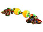 Hračka DOG FANTASY barevná 2 knoty + 2 tenisáky 35 cm