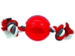 Hračka DOG FANTASY Strong míček gumový s provazem červený 8,2 cm
