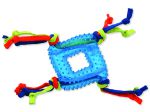 Hračka DOG FANTASY čtverec s provazem gumový modrý 19 cm