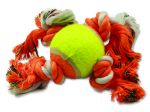 Hračka DOG FANTASY oranžovo-bílá 4 knoty + tenisák