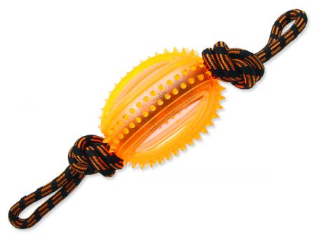 Přetahovadlo DOG FANTASY lano s míčem oranžové 45 cm