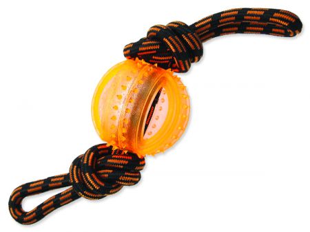 Přetahovadlo DOG FANTASY lano s míčem oranžové 35 cm