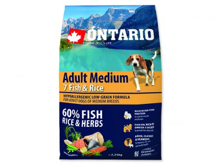 ONTARIO Dog Adult Medium Fish & Rice - 2,25kg