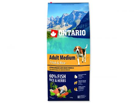 ONTARIO Dog Adult Medium Fish & Rice - 12kg