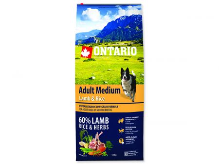 ONTARIO Dog Adult Medium Lamb & Rice - 12kg
