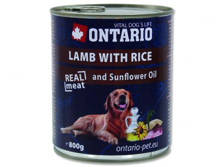 Konzerva ONTARIO Dog Lamb, Rice and Sunflower Oil - 800g