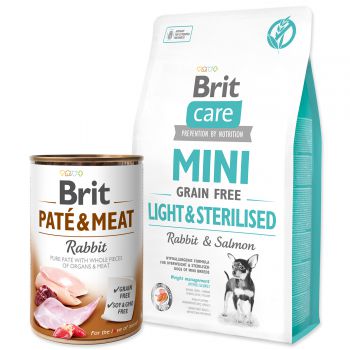 BRIT Care Dog Mini Grain Free Light & Sterilised + ZDARMA konzerva - 2,4kg